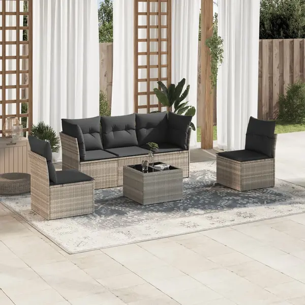 Gossi set canapele de gradina cu perne, 6 piese gri deschis poliratan