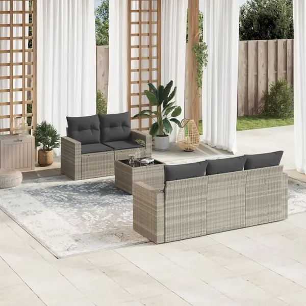 Gossi set canapele de gradina cu perne, 6 piese gri deschis poliratan