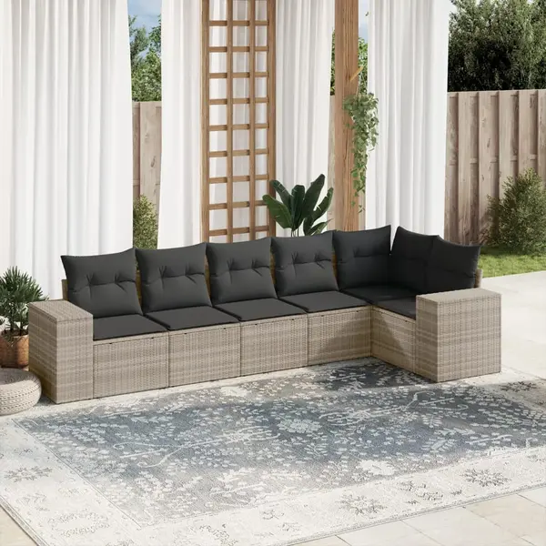 Gossi set canapele de gradina cu perne, 6 piese gri deschis poliratan