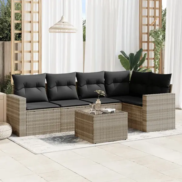 Gossi set canapele de gradina cu perne, 6 piese gri deschis poliratan