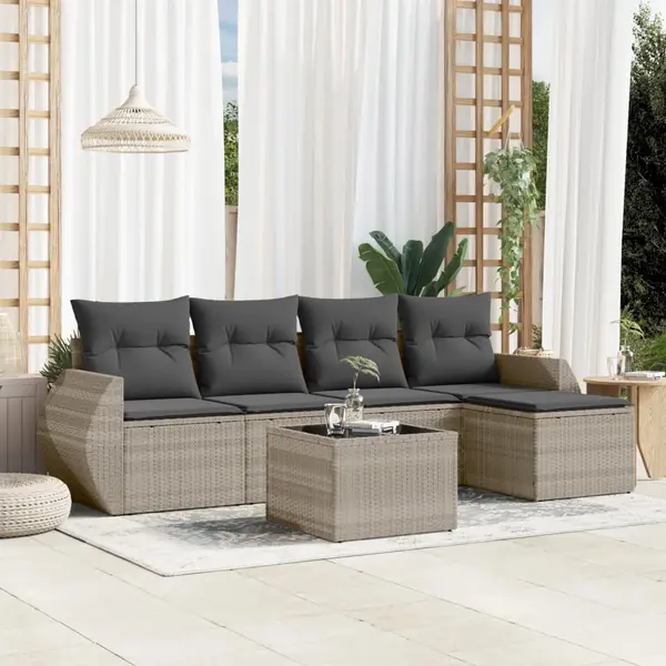 Gossi set canapele de gradina cu perne, 6 piese gri deschis poliratan