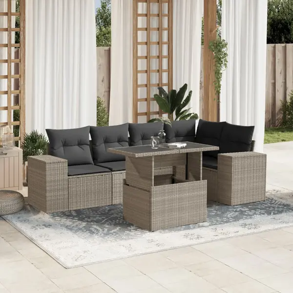 Gossi set canapele de gradina cu perne, 6 piese gri deschis poliratan