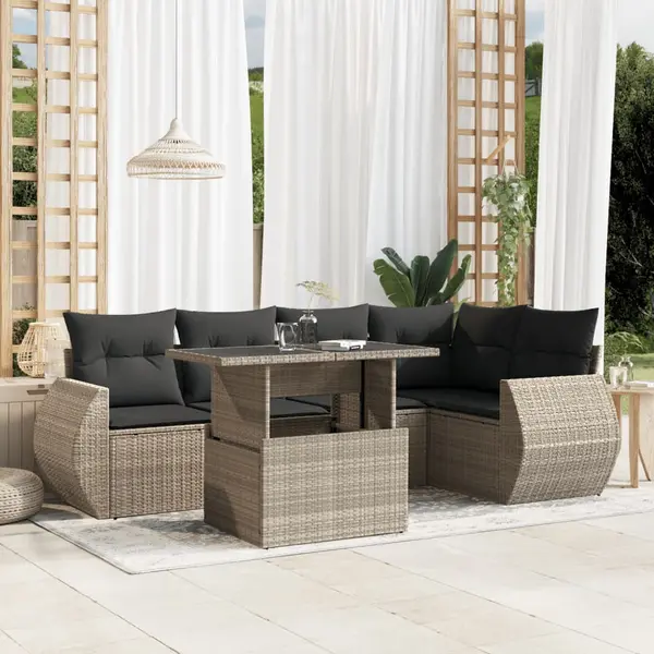 Gossi set canapele de gradina cu perne, 6 piese gri deschis poliratan