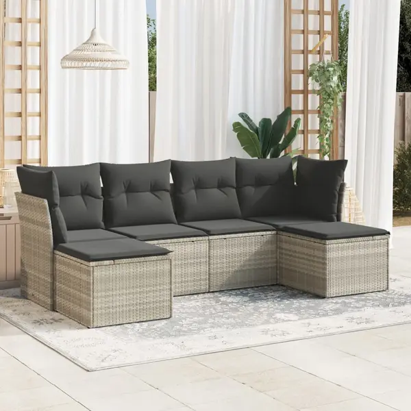 Gossi set canapele de gradina cu perne, 6 piese gri deschis poliratan