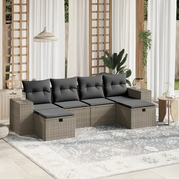 Gossi set canapele de gradina cu perne, 6 piese gri deschis poliratan