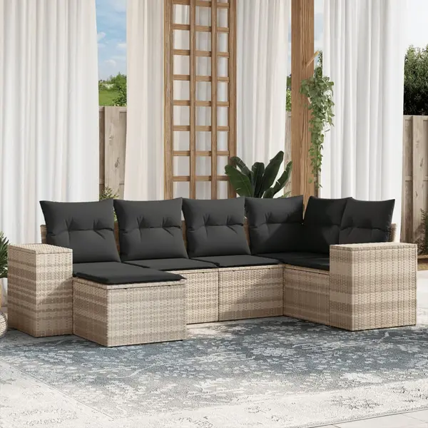 Gossi set canapele de gradina cu perne, 6 piese gri deschis poliratan