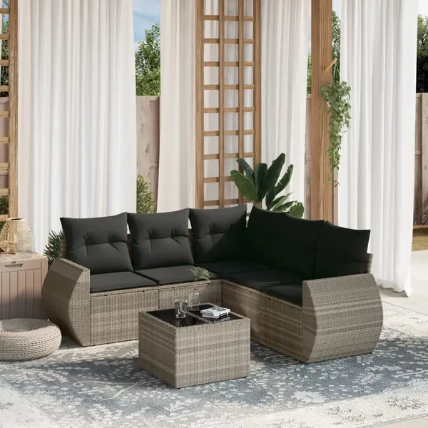 Gossi set canapele de gradina cu perne, 6 piese gri deschis poliratan