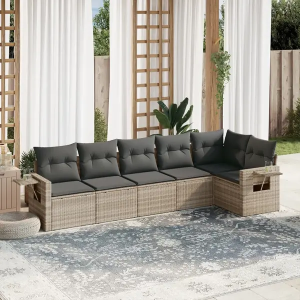 Gossi set canapele de gradina cu perne, 6 piese gri deschis poliratan
