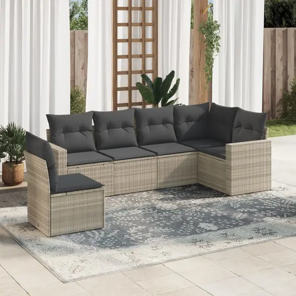 Gossi set canapele de gradina cu perne, 6 piese gri deschis poliratan