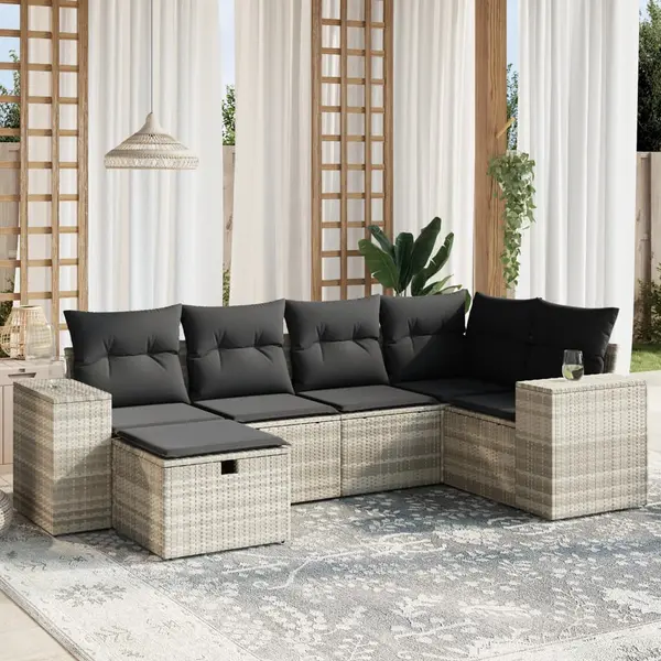 Gossi set canapele de gradina cu perne, 6 piese gri deschis poliratan