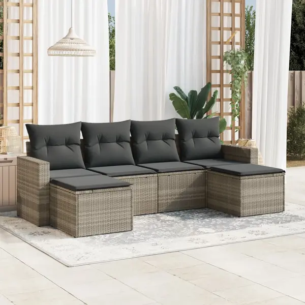 Gossi set canapele de gradina cu perne, 6 piese gri deschis poliratan