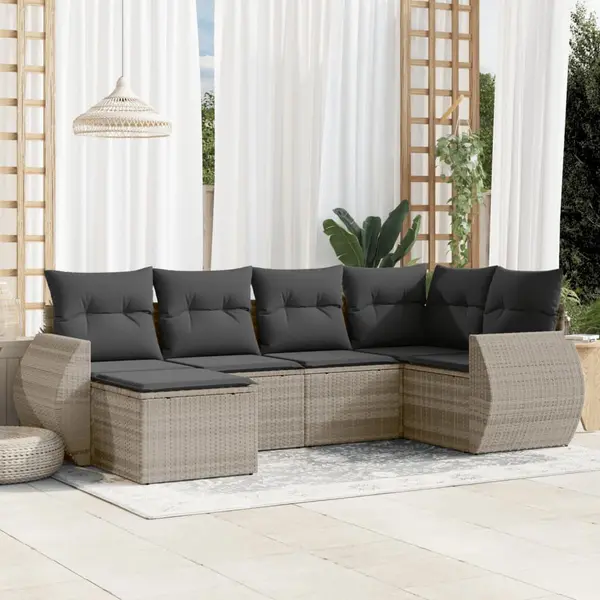Gossi set canapele de gradina cu perne, 6 piese gri deschis poliratan