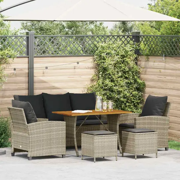 Gossi set canapele de gradina cu perne, 6 piese gri deschis poliratan
