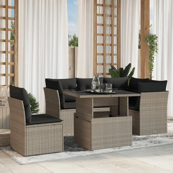 Gossi set canapele de gradina cu perne, 6 piese gri deschis poliratan