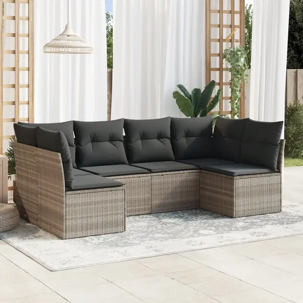 Gossi set canapele de gradina cu perne, 6 piese gri deschis poliratan