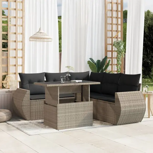 Gossi set canapele de gradina cu perne, 6 piese gri deschis poliratan