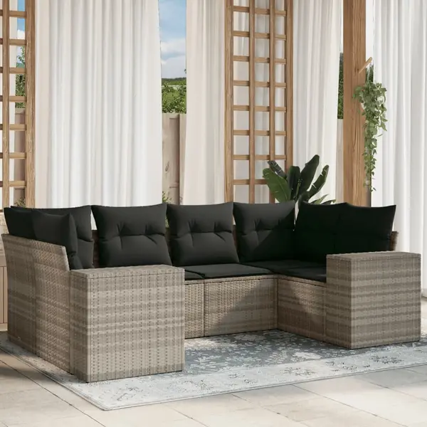 Gossi set canapele de gradina cu perne, 6 piese gri deschis poliratan