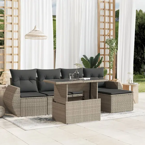 Gossi set canapele de gradina cu perne, 6 piese gri deschis poliratan