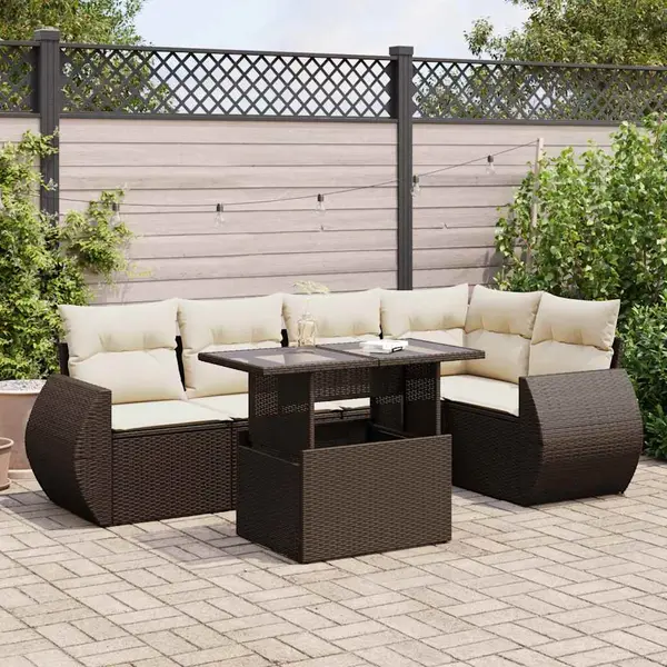Gossi set canapele de gradina cu perne, 6 piese, maro, poliratan