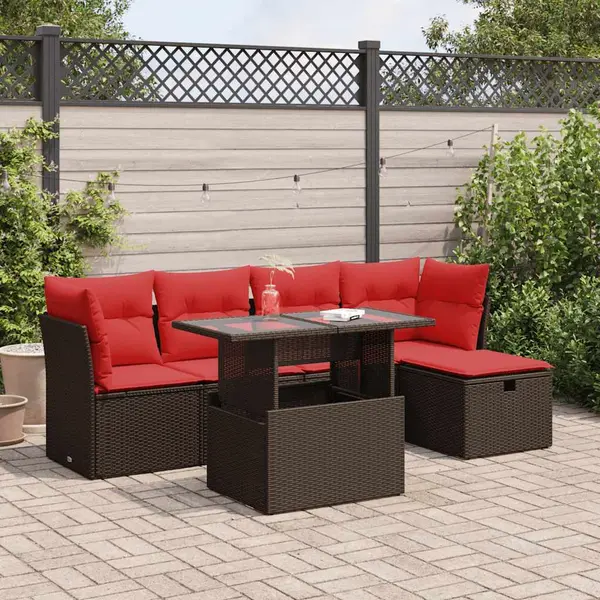 Gossi set canapele de gradina cu perne, 6 piese, maro, poliratan