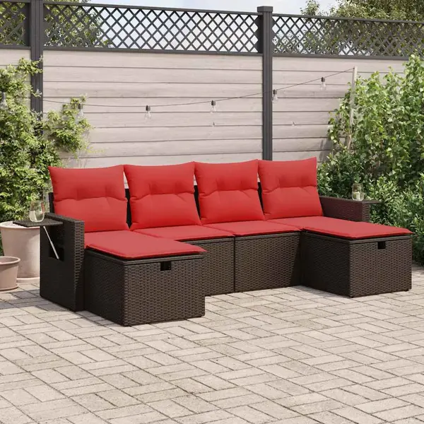 Gossi set canapele de gradina cu perne, 6 piese, maro, poliratan