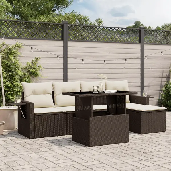 Gossi set canapele de gradina cu perne, 6 piese, maro, poliratan