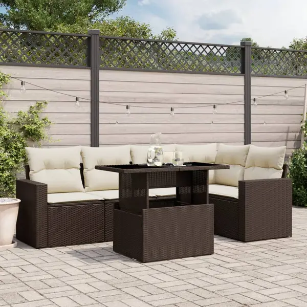 Gossi set canapele de gradina cu perne, 6 piese, maro, poliratan