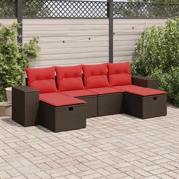 Gossi set canapele de gradina cu perne, 6 piese, maro, poliratan