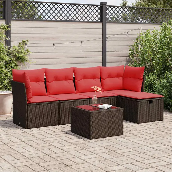 Gossi set canapele de gradina cu perne, 6 piese, maro, poliratan