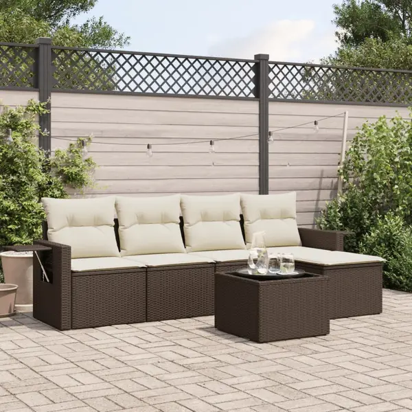 Gossi set canapele de gradina cu perne, 6 piese, maro, poliratan