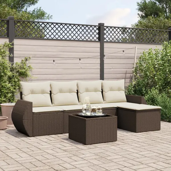 Gossi set canapele de gradina cu perne, 6 piese, maro, poliratan