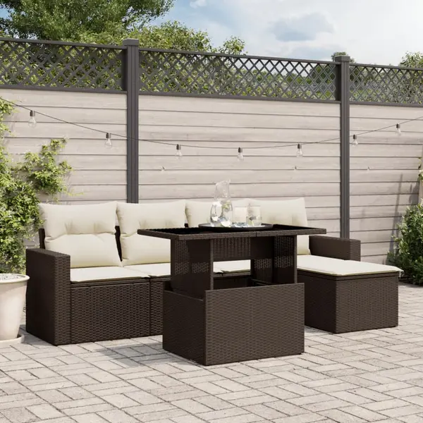 Gossi set canapele de gradina cu perne, 6 piese, maro, poliratan