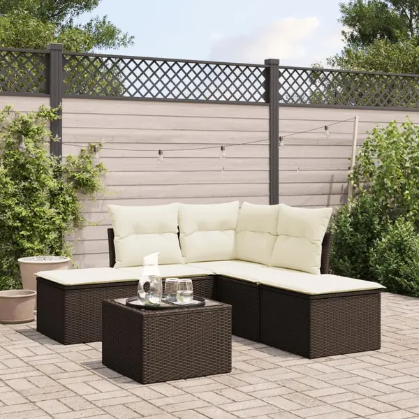 Gossi set canapele de gradina cu perne, 6 piese, maro, poliratan