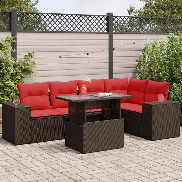 Gossi set canapele de gradina cu perne, 6 piese, maro, poliratan