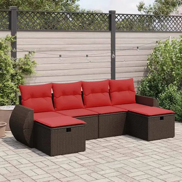 Gossi set canapele de gradina cu perne, 6 piese, maro, poliratan