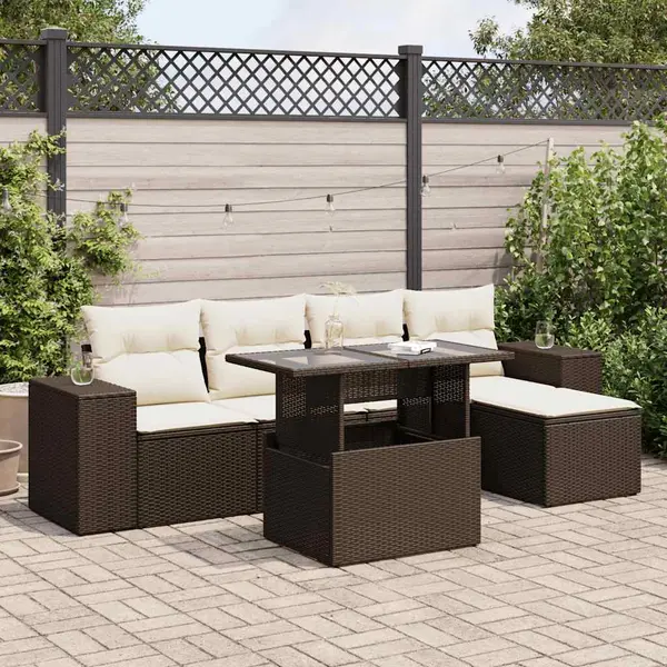 Gossi set canapele de gradina cu perne, 6 piese, maro, poliratan