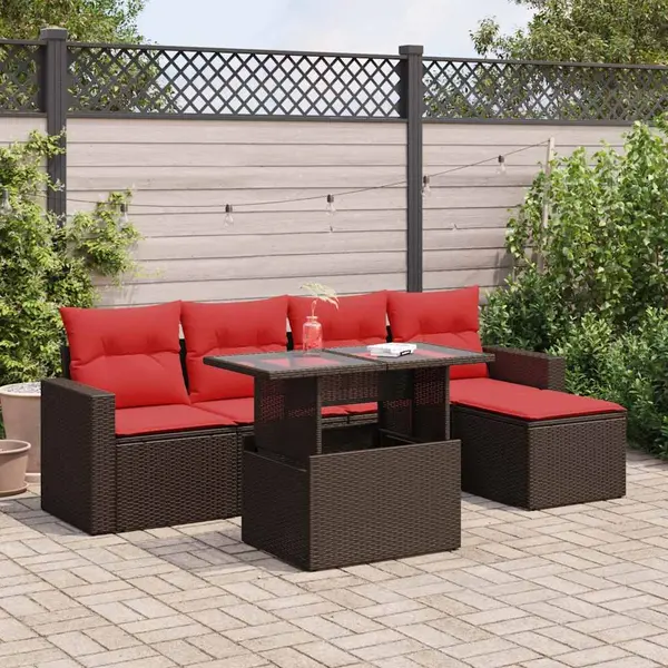 Gossi set canapele de gradina cu perne, 6 piese, maro, poliratan