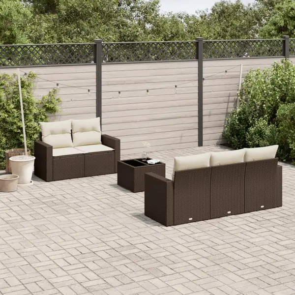 Gossi set canapele de gradina cu perne, 6 piese, maro, poliratan