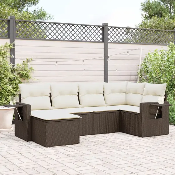 Gossi set canapele de gradina cu perne, 6 piese, maro, poliratan