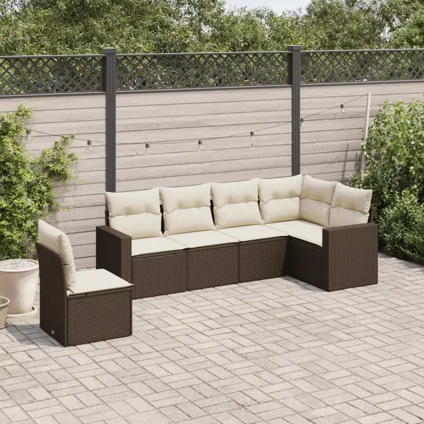 Gossi set canapele de gradina cu perne, 6 piese, maro, poliratan