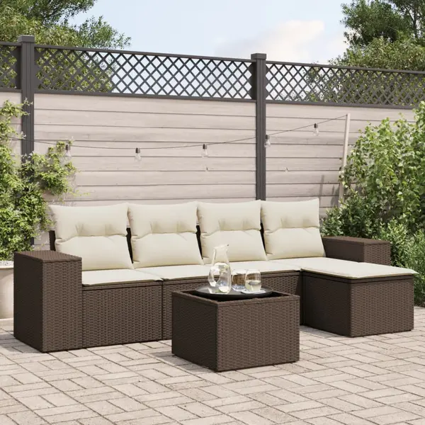 Gossi set canapele de gradina cu perne, 6 piese, maro, poliratan