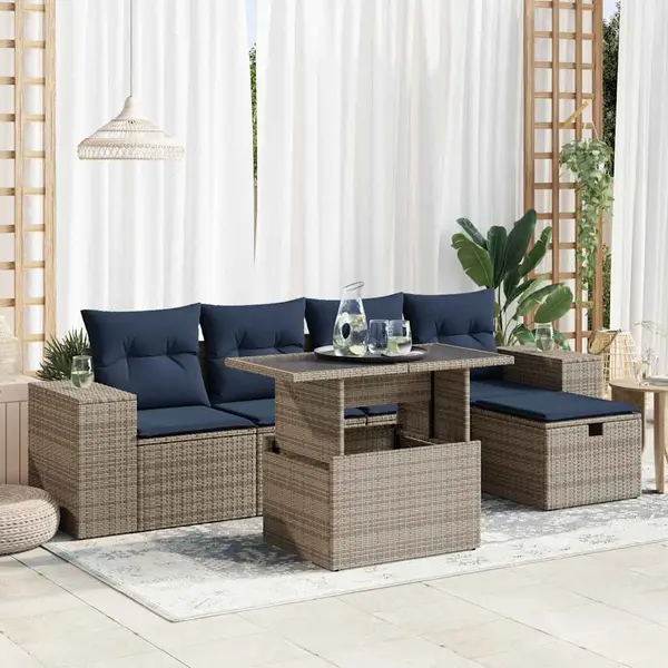 Gossi set canapele de gradina cu perne, 6 piese, maro, poliratan