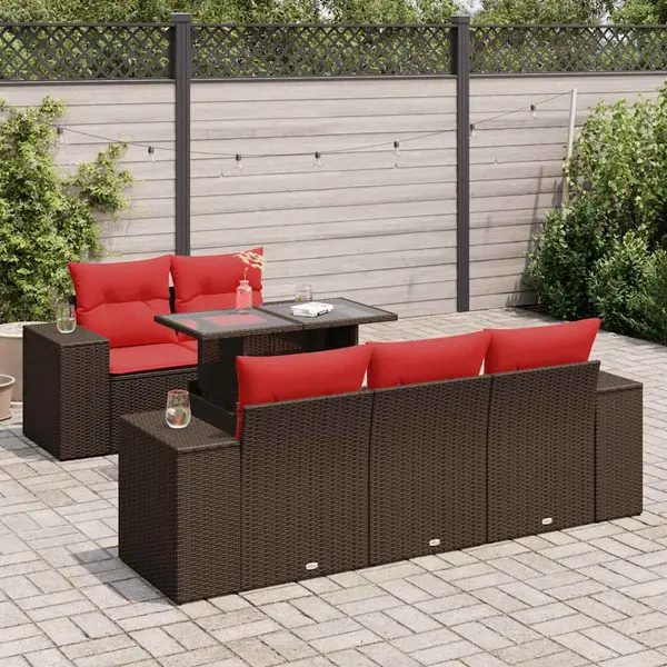 Gossi set canapele de gradina cu perne, 6 piese, maro, poliratan