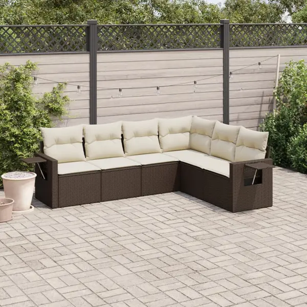 Gossi set canapele de gradina cu perne, 6 piese, maro, poliratan