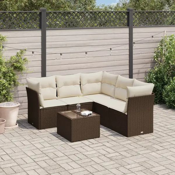 Gossi set canapele de gradina cu perne, 6 piese, maro, poliratan