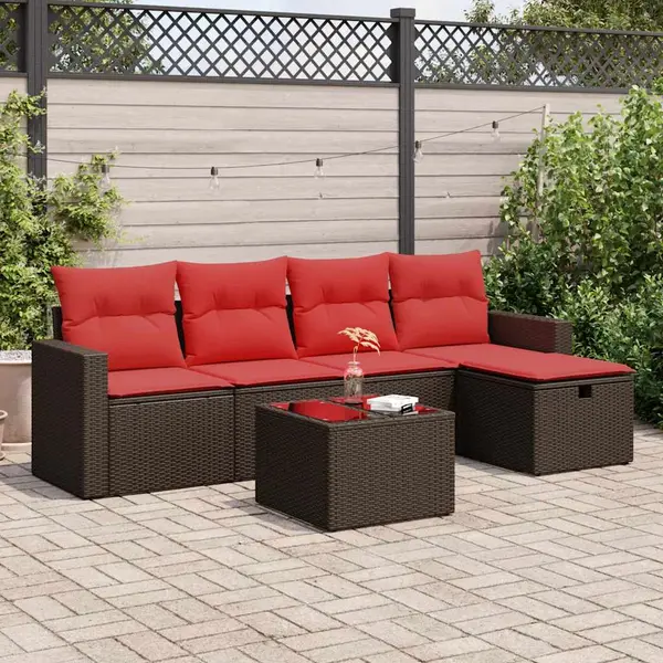 Gossi set canapele de gradina cu perne, 6 piese, maro, poliratan