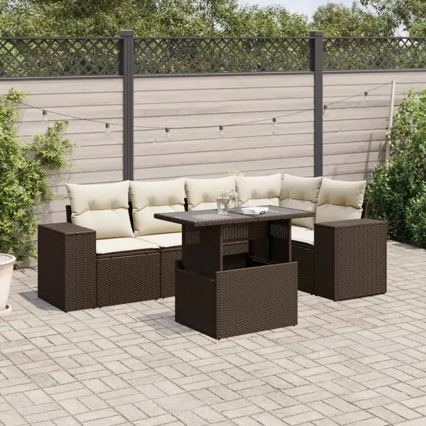 Gossi set canapele de gradina cu perne, 6 piese, maro, poliratan