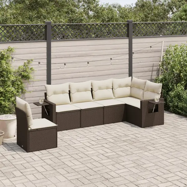 Gossi set canapele de gradina cu perne, 6 piese, maro, poliratan