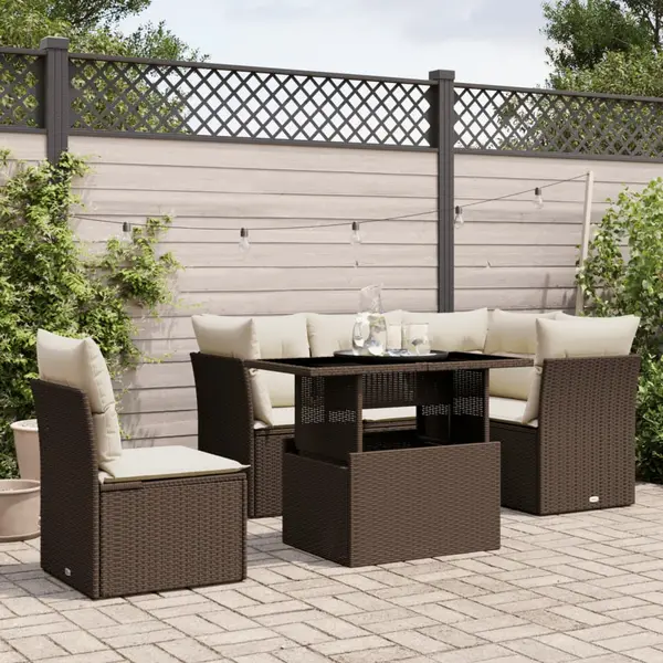 Gossi set canapele de gradina cu perne, 6 piese, maro, poliratan