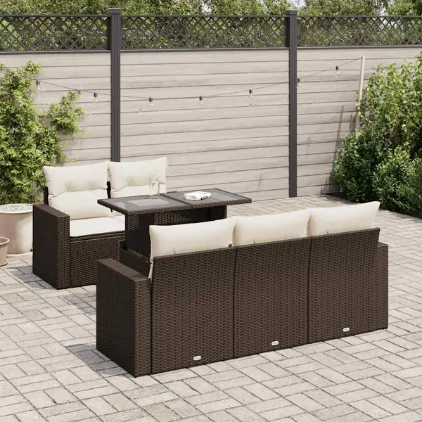 Gossi set canapele de gradina cu perne, 6 piese, maro, poliratan